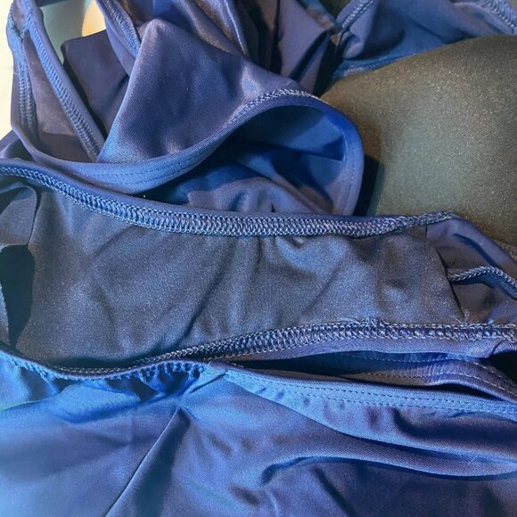 Lands End Women 24W DDD One Piece Swimsuit Slimming Navy Blue Stretch Swim Pool - Picture 5 of 10